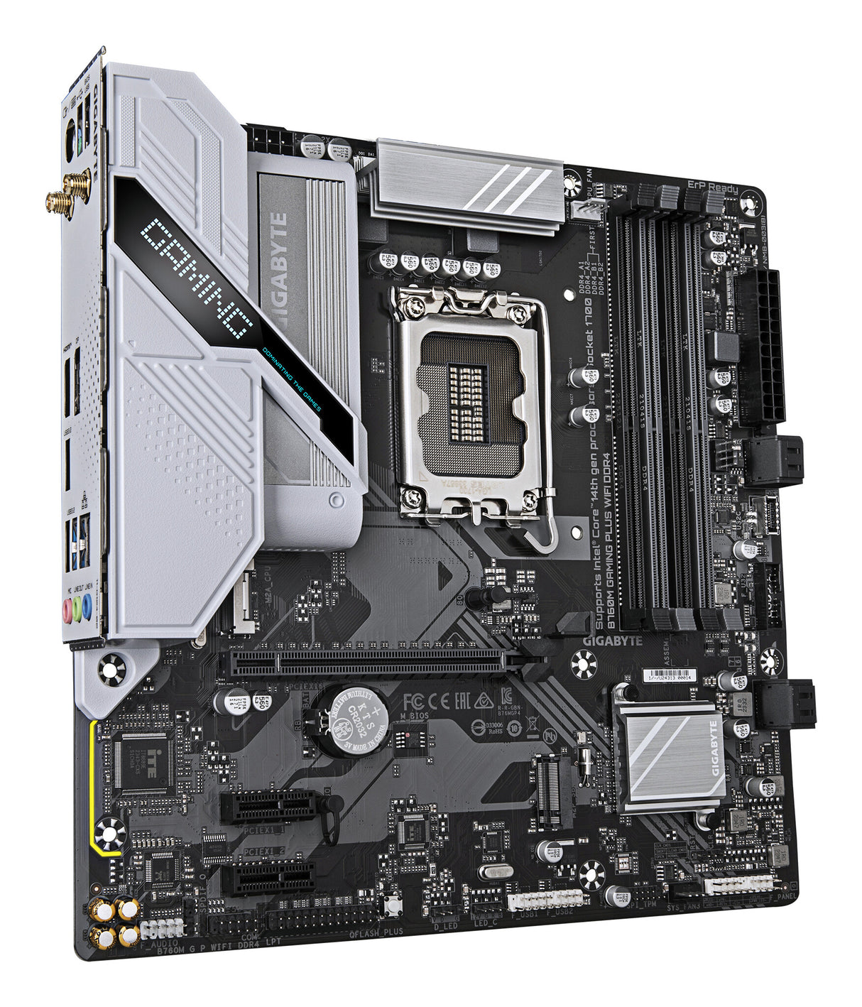 GIGABYTE B760M GAMING PLUS WIFI DDR4 Motherboard - Supports 14th Gen. Intel Core CPUs, 4+1+1 phases VRM, up to 5333MHz DDR4 (OC), 2xPCIe 4.0 M.2, Wi-Fi 6, 1 GbE LAN, USB 3.2 Gen 1