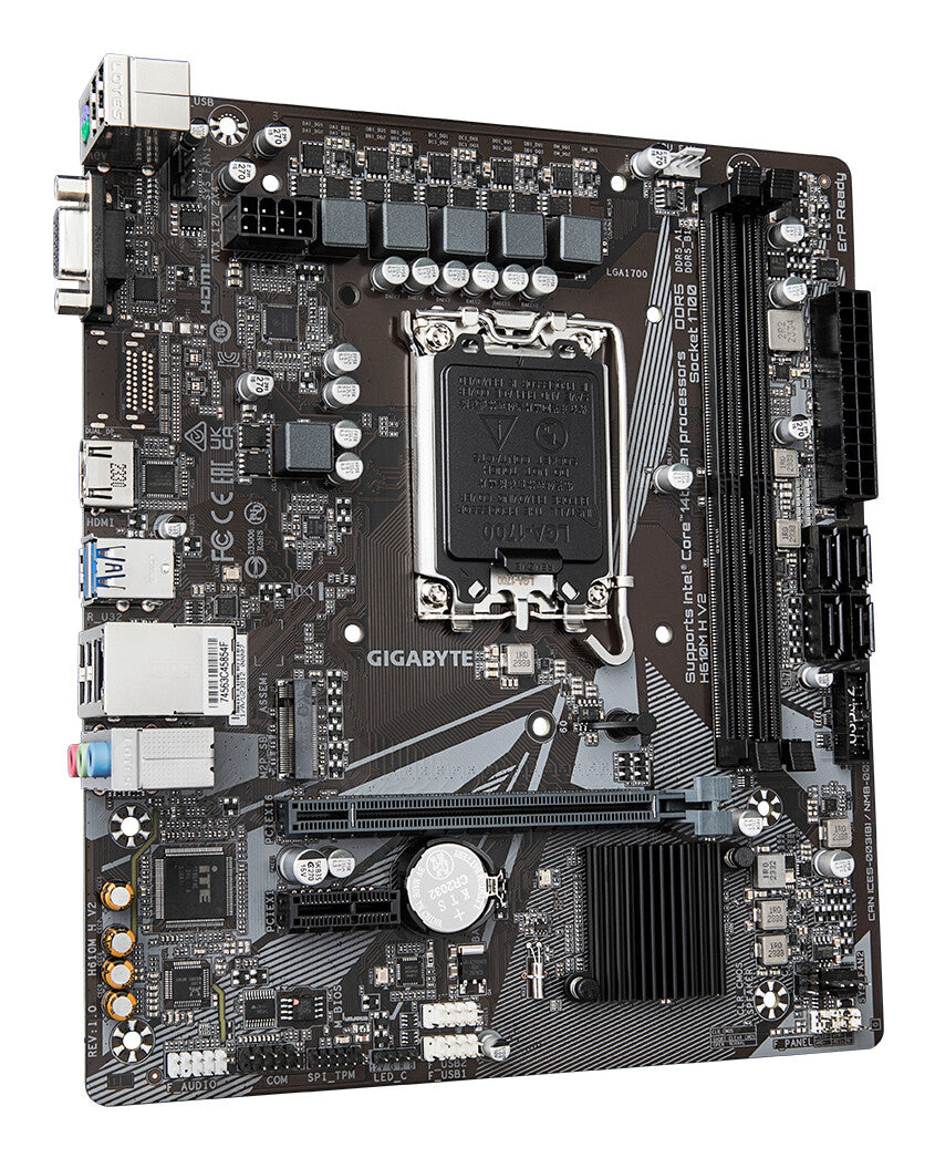 GIGABYTE H610M H V2 Motherboard - Supports Intel Core 14th CPUs, 4+1+1 Hybrid Digital VRM, up to 5600MHz DDR5, 1xPCIe 3.0 M.2, GbE LAN, USB 3.2 Gen 1