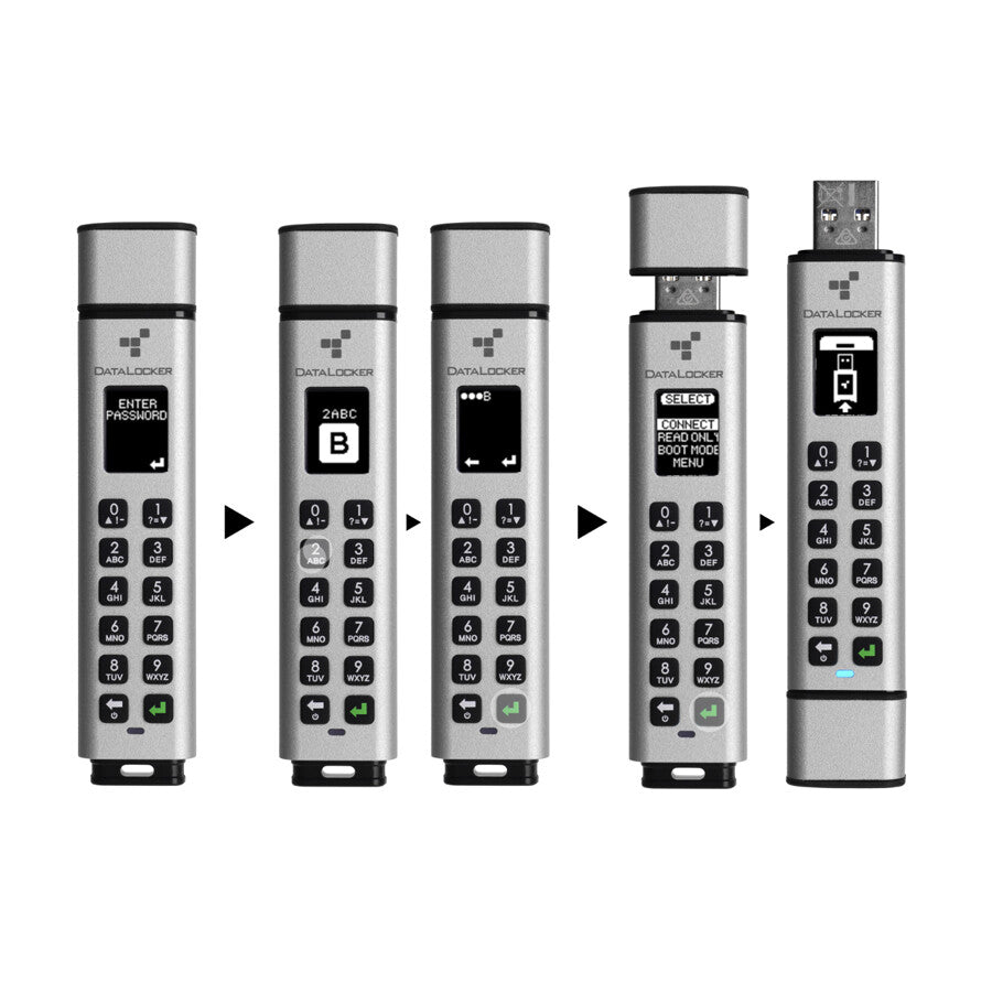 DataLocker Sentry K350 512 GB Encrypted USB Drive, FIPS 140-3 L3, AES 256-bit, MIL-STD-810G, Display with Keypad, USB A Connector compatible with 3.2 Gen 1 & USB 2.0