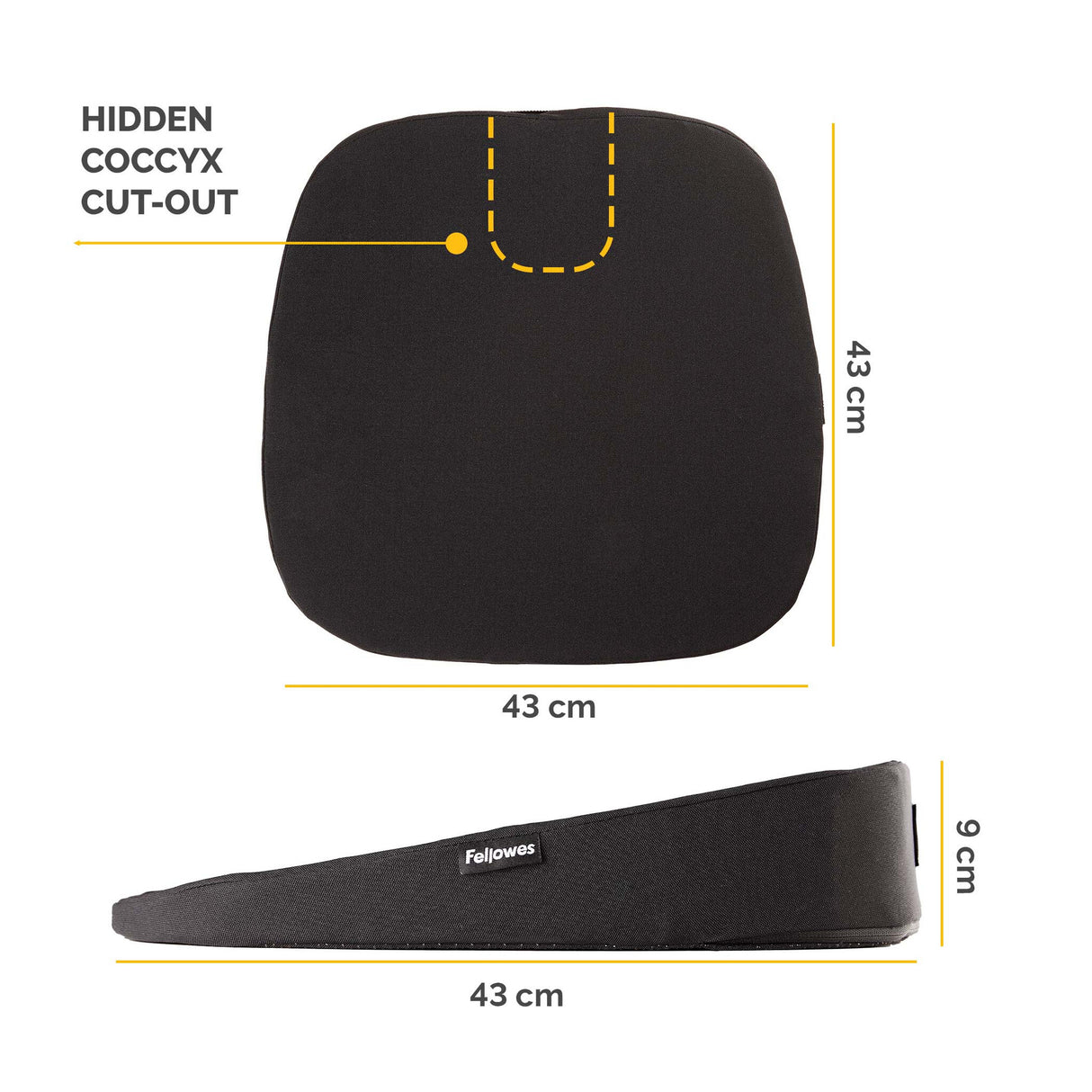 Fellowes Seat Cushion for Office Chair Breyta Wedge Seat Cushion with Coccyx Cut Out