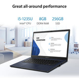 ASUS ExpertBook B1 B1402CBA-EBI5X Intel® Core™ i5 i5-1235U Laptop 35.6 cm (14") Full HD 8 GB DDR4-SDRAM 256 GB SSD Wi-Fi 6E (802.11ax) Windows 11 Pro Black