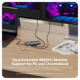 HYPER HD4006GL interface hub USB 3.2 Gen 1 (3.1 Gen 1) Type-C 10000 Mbit/s Blue, Grey