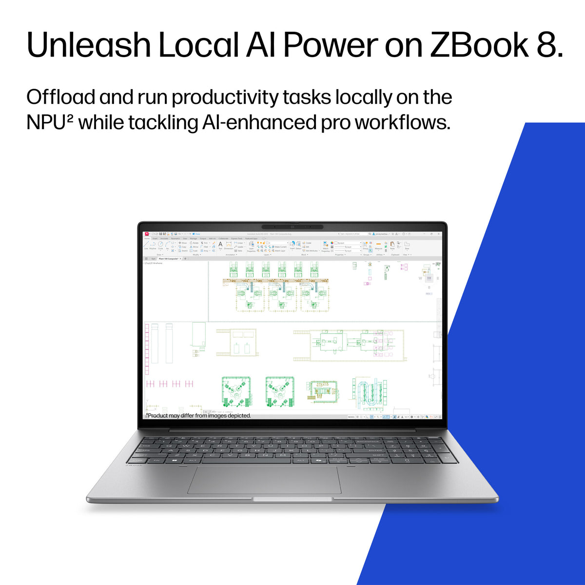 HP ZBook 8 G2i 16 inch Mobile Workstation PC - Data Science Copilot+ PC Intel Core Ultra 9 386H 40.6 cm (16") WUXGA 64 GB DDR5-SDRAM 1 TB SSD Wi-Fi 7 (802.11be) Windows 11 Pro AI Workstation, AI PC Silver
