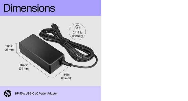 HP 45W USB-C LC Power Adapter