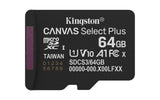 Kingston Technology 64GB microSDXC Canvas Select Plus Gen3 100MB/s A1 Card + Adapter