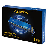 Adata Legend 700 (ALEG-700-1TCS) Interfaz NVMe M.2 de 1 TB, PCIe 3.0, SSD 2280, lectura 2000 MB/s, escritura 1600 MB/s, 3 años de garantía