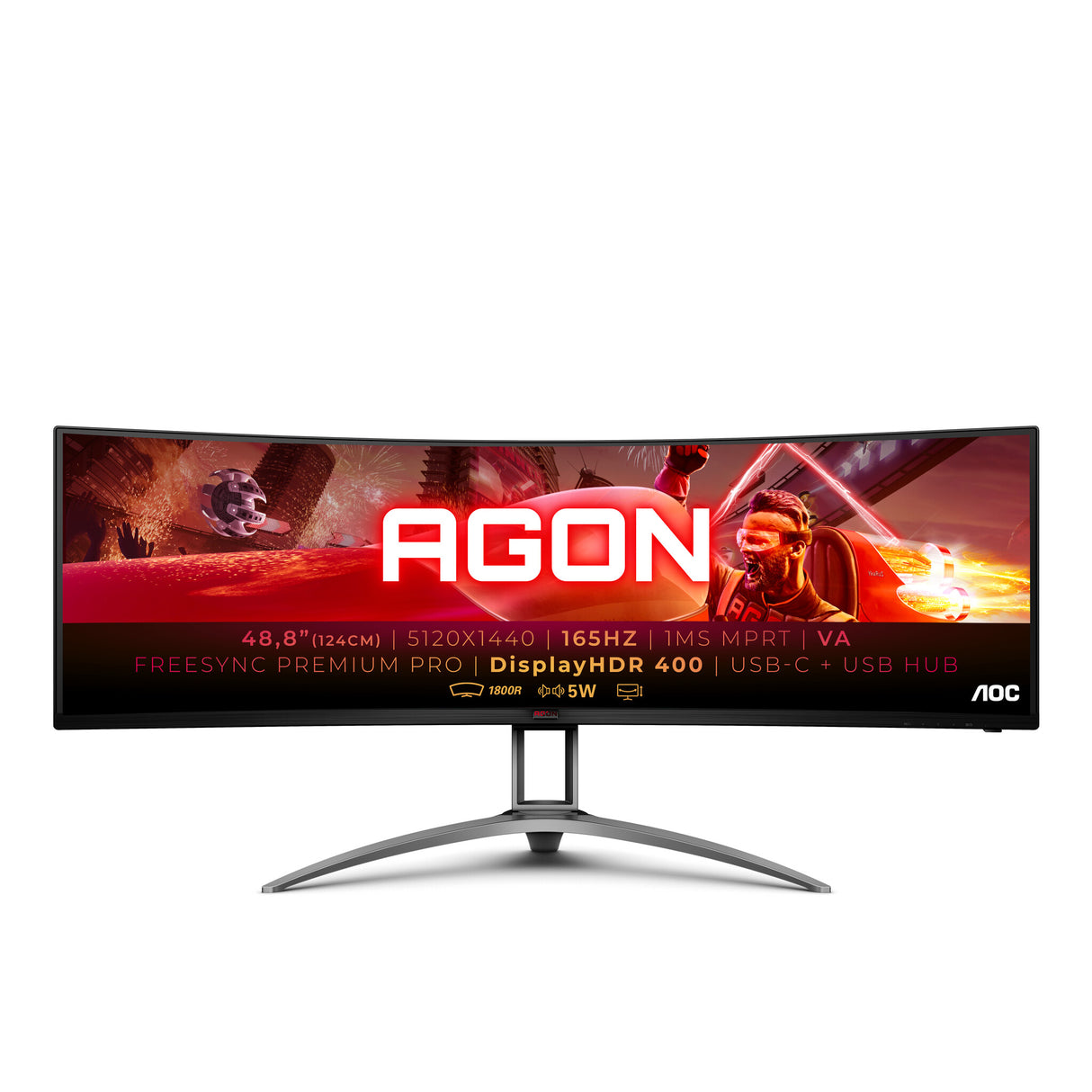 AOC B2 AG493UCX2 computer monitor 124 cm (48.8") 5120 x 1440 pixels Quad HD LED Black