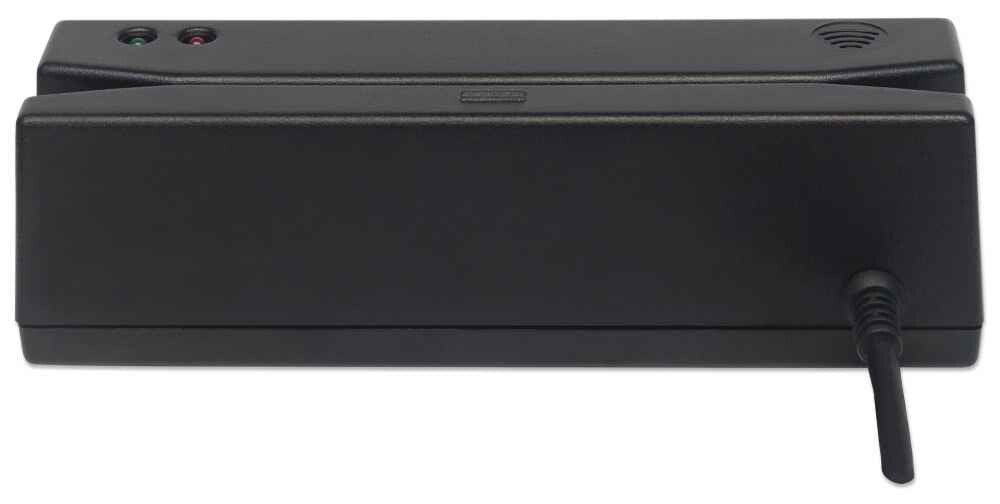 Manhattan USB-A Magnetic Strip Card Reader, Triple Track Reader, Keyboard Wedge Decoder, Cable 1.5m, Black, Three Year Warranty