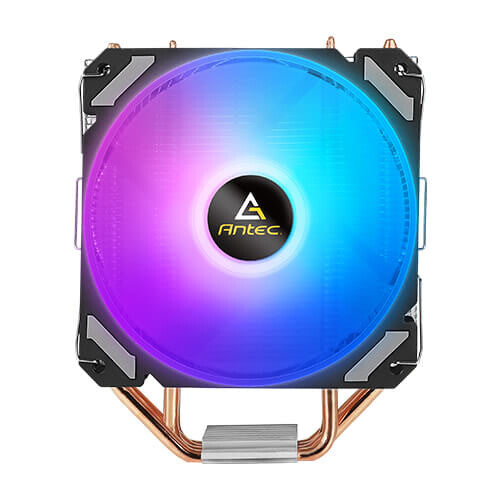 ANTEC A400i Ventilador Enfriador de CPU, Enchufe Universal, Ventilador RGB PWM Silencioso con Efecto de Luz de Neón de 120 mm, 1800 RPM, 4 Heatpipes de Cobre de Toque Directo, Soporte Intel LGA 1700 Incluido