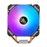 ANTEC A400i Ventilador Enfriador de CPU, Enchufe Universal, Ventilador RGB PWM Silencioso con Efecto de Luz de Neón de 120 mm, 1800 RPM, 4 Heatpipes de Cobre de Toque Directo, Soporte Intel LGA 1700 Incluido