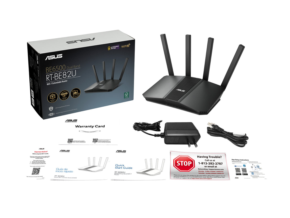 ASUS RT-BE82U BE6500 wireless router 2.5 Gigabit Ethernet Dual-band (2.4 GHz / 5 GHz) Black
