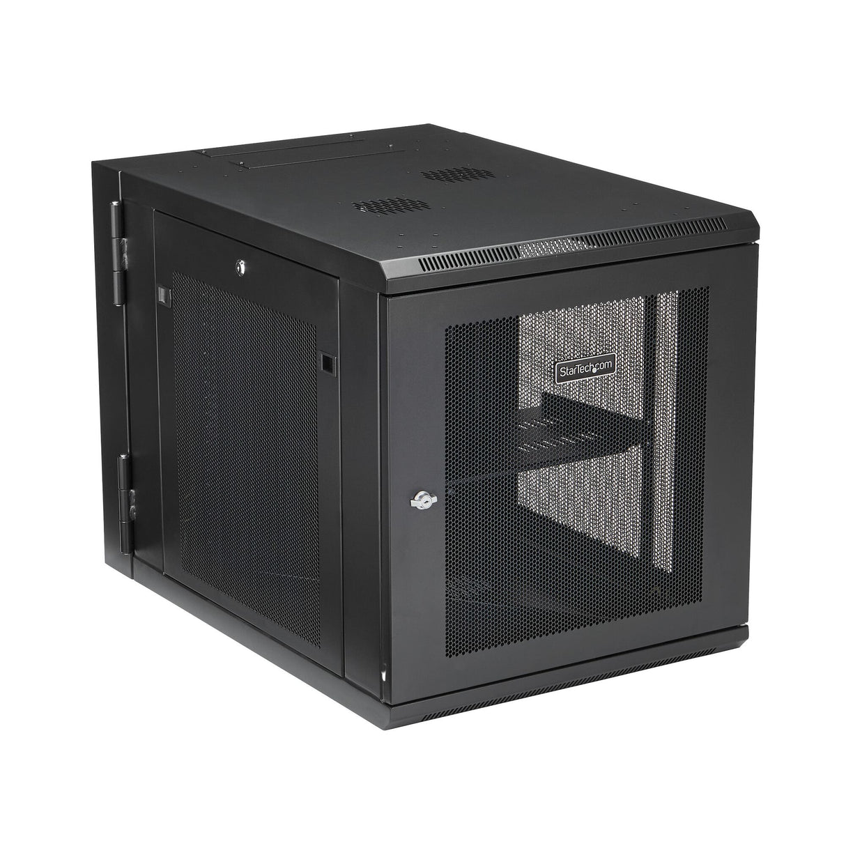 StarTech.com 4-Post 12U Wall Mount Network Cabinet with 1U Shelf, 19" Hinged Wall-Mounted Server Rack for Data / AV / Electronics / Computer Equipment, Flexible Vented Rack Enclosure
