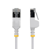 StarTech.com 50cm White Ultra Slim Cat6A Ethernet Cable, Snagless, FTP, Pure Bare Copper Wire, 34AWG Slim RJ45 Network Patch Cord, Individually Tested