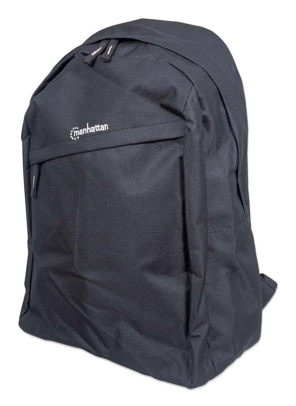 Manhattan Knappack Backpack 14.1", Black, LOW COST, Lightweight, Internal Laptop Sleeve, Accessories Pocket, Padded Adjustable Shoulder Straps, Water Bottle Holder, Three Year Warranty