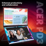 Acer PD3 PD193QE foldable portable monitor - Dual 18.5" screens, Full HD (1920x1080), IPS, 100Hz, 4ms, integrated kickstand