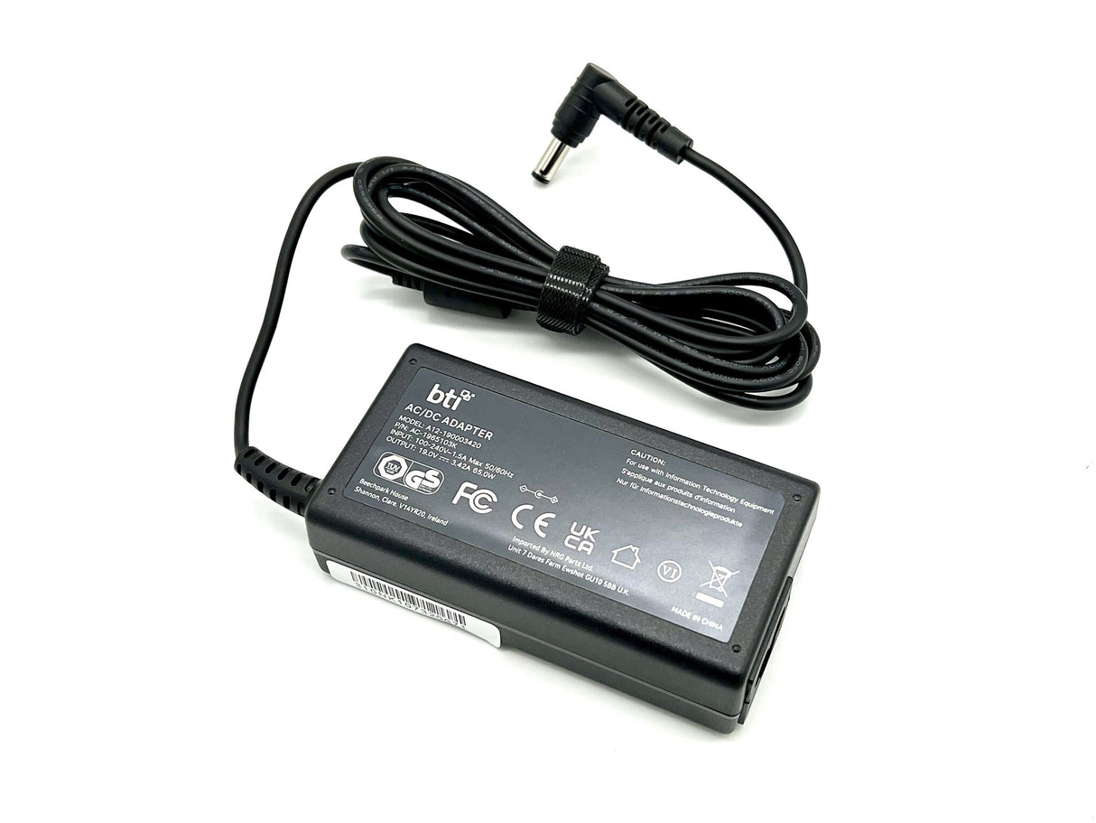 BTI 65W 25.10046.151 compatible charger with 5.5mm x 2.5mm tip incl. UK power cable