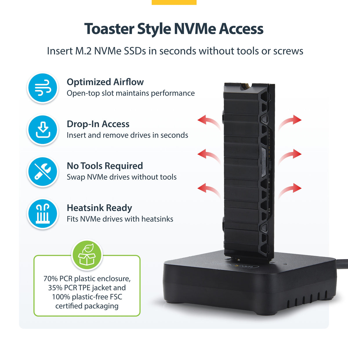 StarTech.com USB-C/USB-A to M.2 NVMe Dock Adapter, 10Gbps, Tool-Free External M.2 NVMe SSD Reader, B+M/M-Key