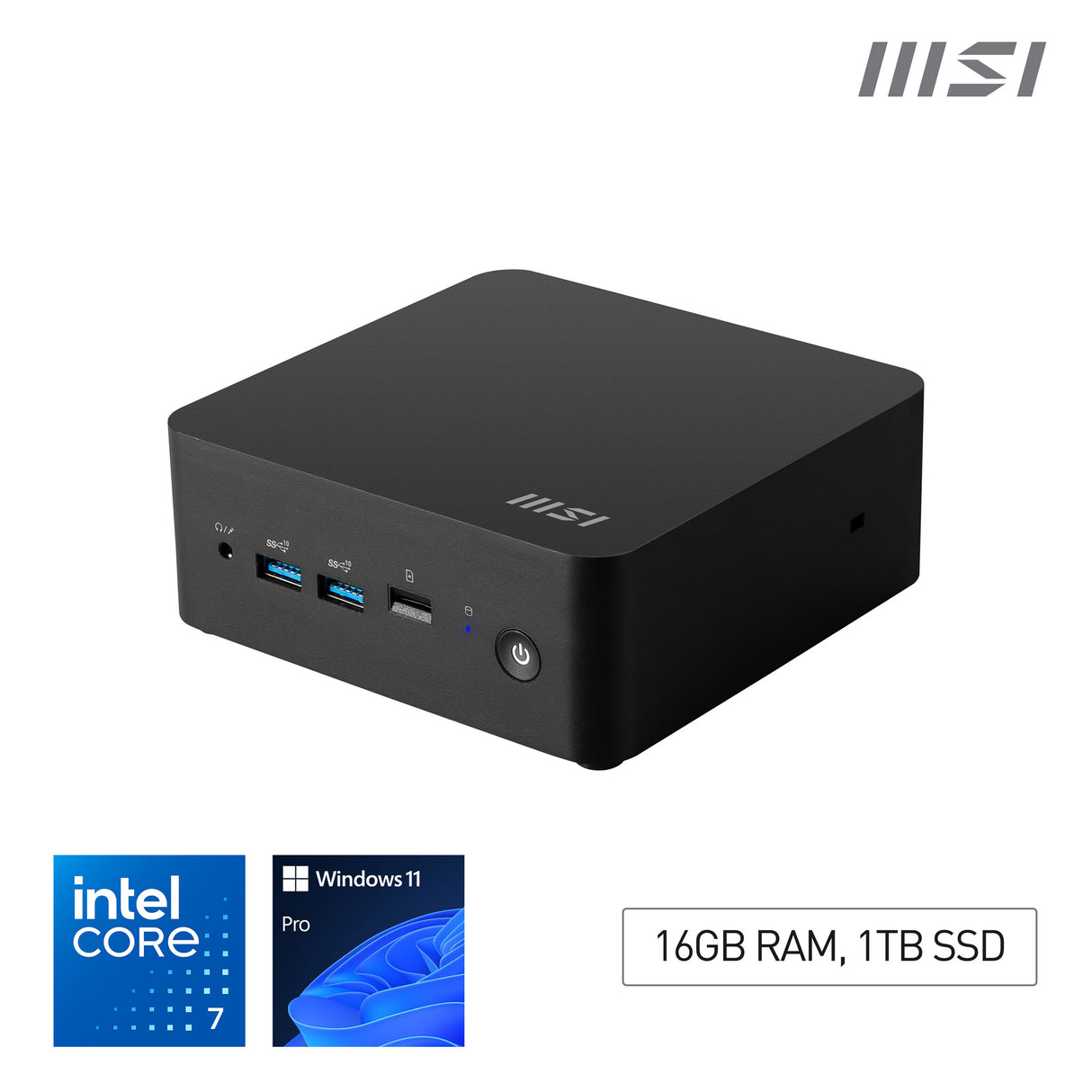 MSI Cubi NUC 1M Intel Core 7 150U Desktop PC, NUC, SFF, Mini Computer, HTPC, (16GB RAM, 1TB Storage, Windows 11 PRO), Intel Graphics/DDR5/Dual ThunderBolt 4/Dual HDMI/Dual LAN/WiFi 6E/BT 5.3/VESA - NUC 1M i7 150U FS 16GB 1TB W11P