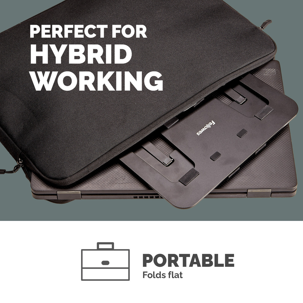 Fellowes Alumia Laptop Riser Portable Laptop Stand Max Size 15 inch Max Weight 5kg Black