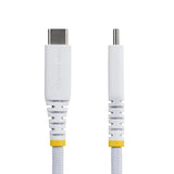 StarTech.com 30cm (1ft) White USB-C Charging Cable, 60W (3A) PD, Dual-Layer Braided Nylon/TPE Jacket, Rugged USB C Charging Cord, USB 2.0 Laptop Charger Cable