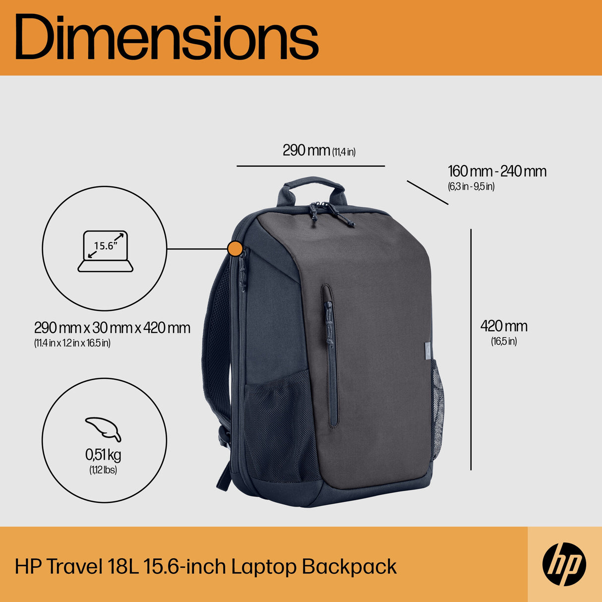 HP Travel 18 Liter 15.6 Iron Grey Laptop Backpack