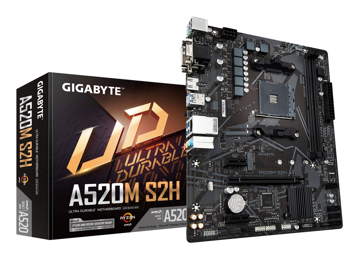 Carte mère Gigabyte A520M S2H AMD Socket AM4 Micro ATX HDMI/DVI/VGA USB 3.2 Gen1 M.2