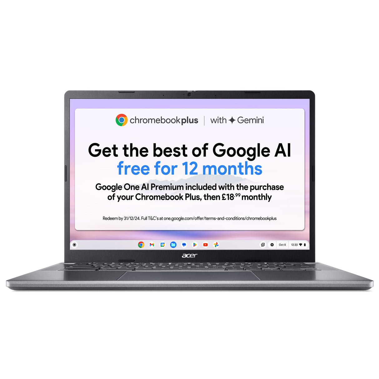Acer Chromebook Plus 514 CB514-3H - AMD Ryzen 5 7520C, 8GB, 256GB SSD, 14" WUXGA, Google Chrome OS, Iron