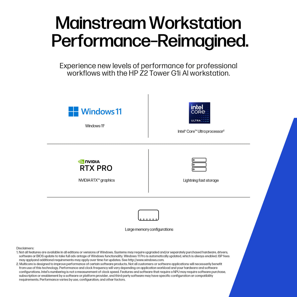 HP Z2 Tower G1i Workstation Desktop PC Intel Core Ultra 7 265 32 GB DDR5-SDRAM NVIDIA RTX A400 Windows 11 Pro AI PC, AI Workstation Black