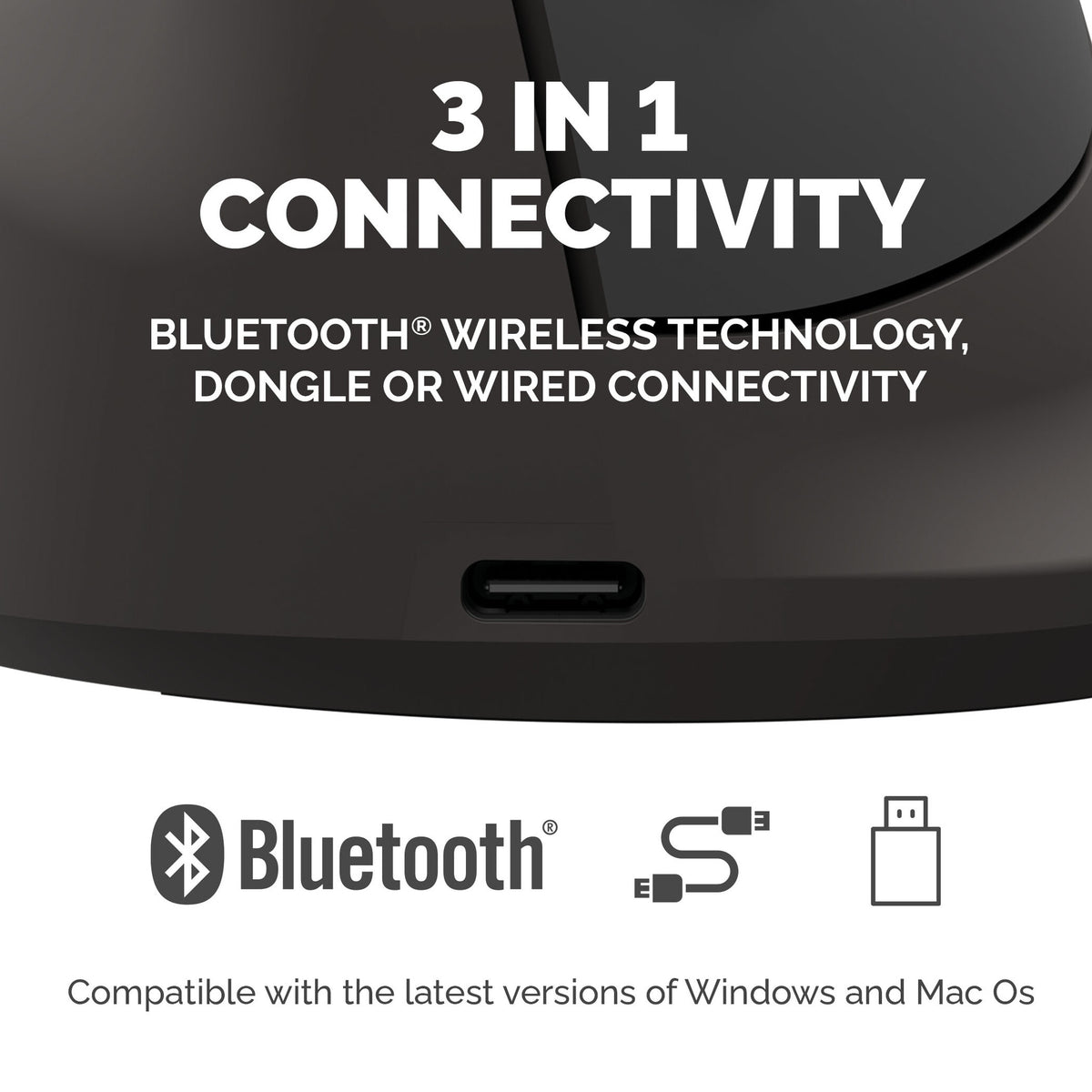Fellowes Vertical Wireless Mouse Breyta Plus+ Ergonomic Left Handed Vertical Mouse with Antibacterial Protection Medium