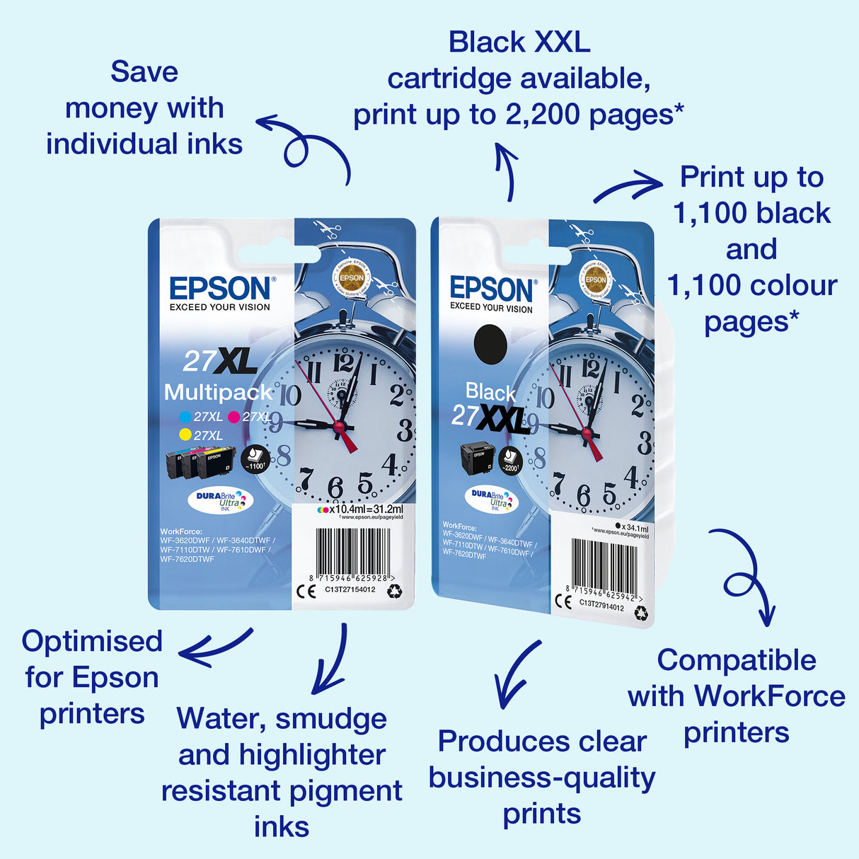 Epson Alarm clock Singlepack Black 27 DURABrite Ultra Ink