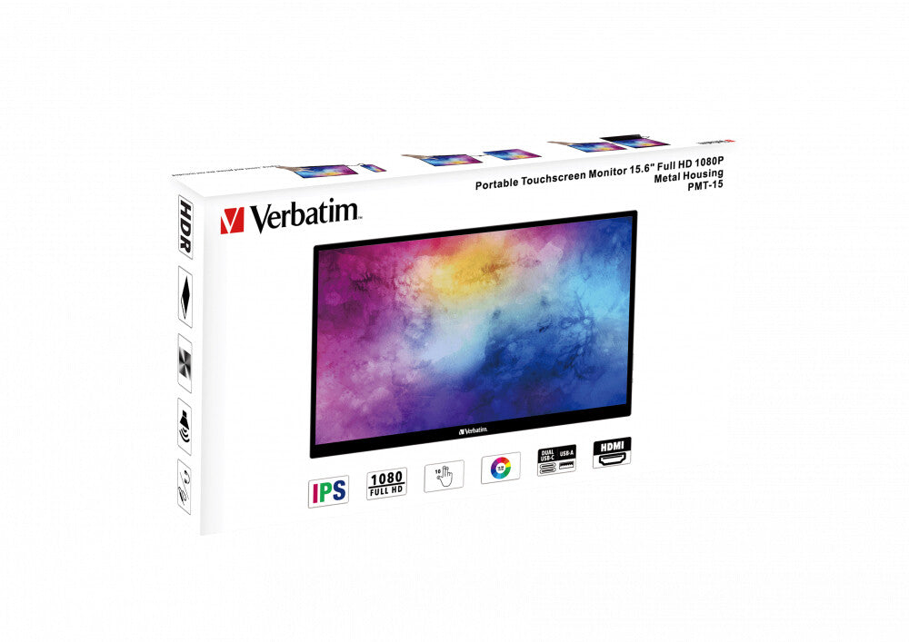 Verbatim 49592 computer monitor 39.6 cm (15.6") 1920 x 1080 pixels Full HD LCD Touchscreen Black