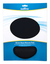 Manhattan Wrist Gel Support Pad and Mouse Mat, Black, 241 × 203 × 40 mm, non slip base, Lifetime Warranty, Card Retail Packaging
