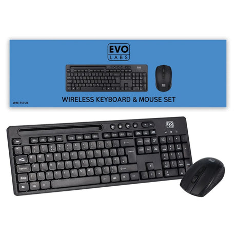 Evo Labs WM - 757UK Wireless Keyboard and Mouse Combo Set
