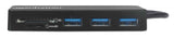 Manhattan USB-C Dock/Hub with Card Reader, Ports (x3): USB-A (x3), 5 Gbps (USB 3.2 Gen1 aka USB 3.0), External Power Supply Not Needed, Universal for all devices, SuperSpeed USB, Black, Three Year Warranty