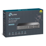 TP-LINK (TL-SG1016PE) Switch Gigabit Easy Smart pour ordinateur de bureau/montage en rack, 16 ports, PoE+ 8 ports, métal