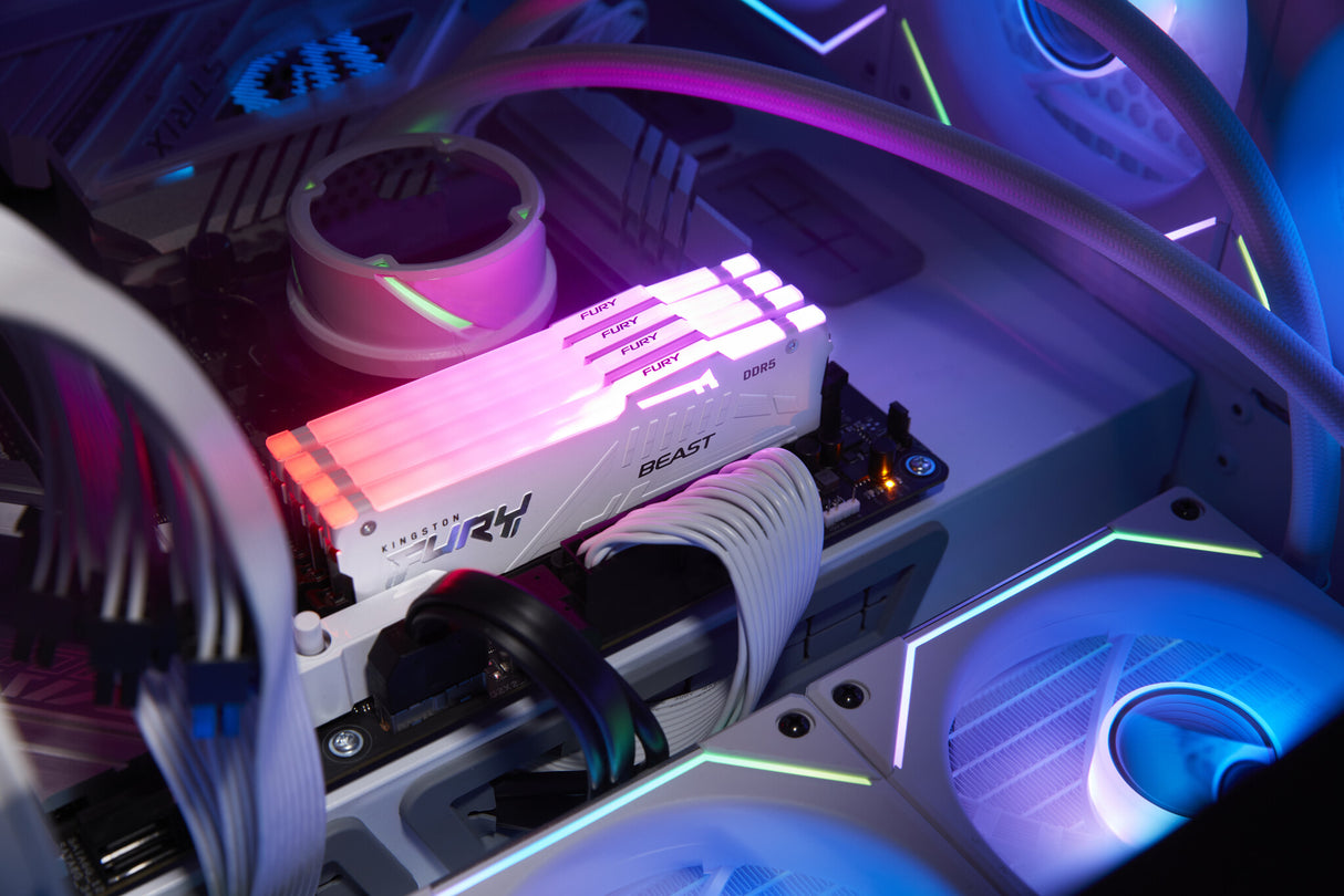 Kingston Technology FURY Beast 64GB 6000MT/s DDR5 CL36 DIMM (Kit of 2) White RGB EXPO