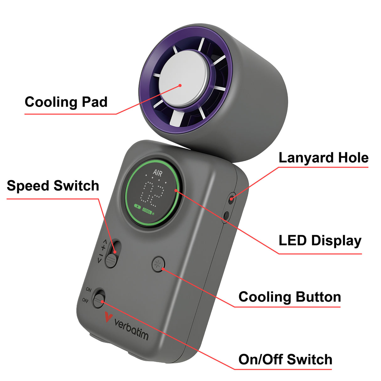 Verbatim Cool 'n' Go Ice Touch Mini Handheld Fan