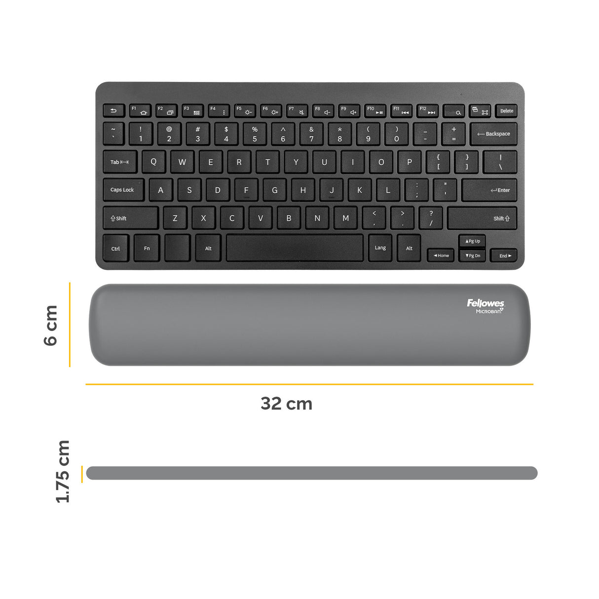 Fellowes Keyboard Wrist Rest Breyta Compact Keyboard Wrist Support with Antibacterial Protection Ergonomic Wrist Support Grey