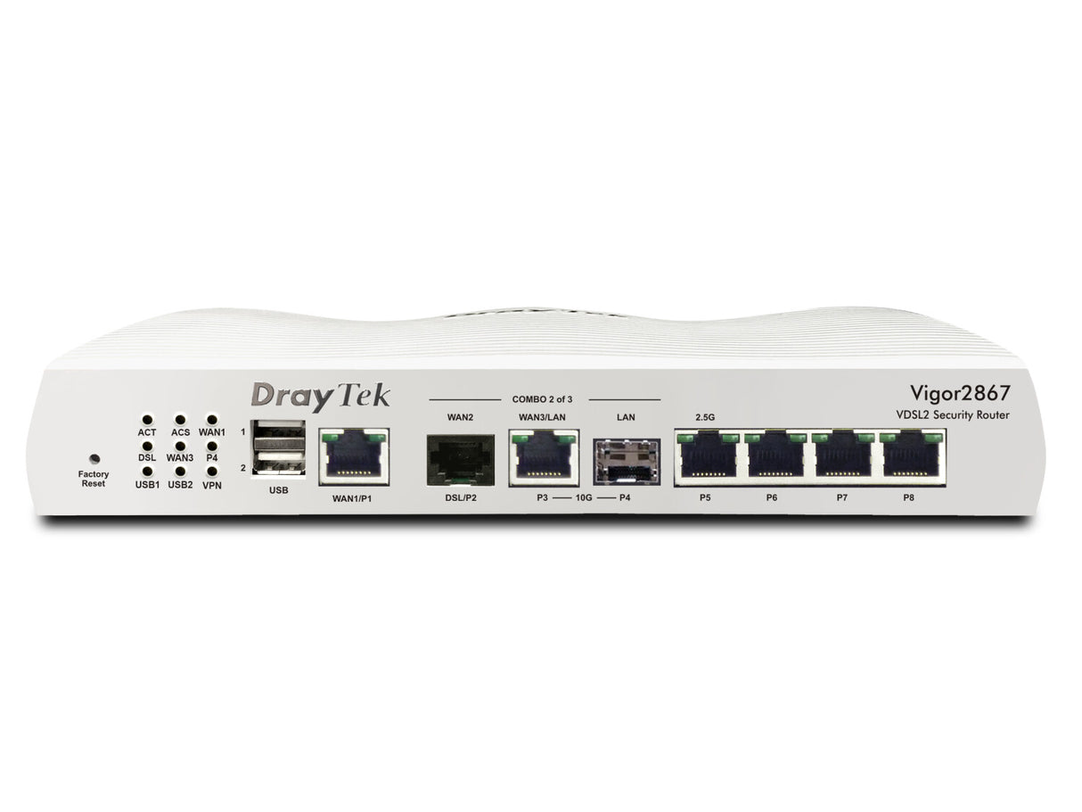 DrayTek Vigor 2867 wired router 10 Gigabit Ethernet, Gigabit Ethernet, 2.5 Gigabit Ethernet White