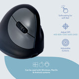 R-Go Tools Ergonomic mouse R-Go HE Break with break software, medium (hand size 165-185 mm), right-handed, Bluetooth, black