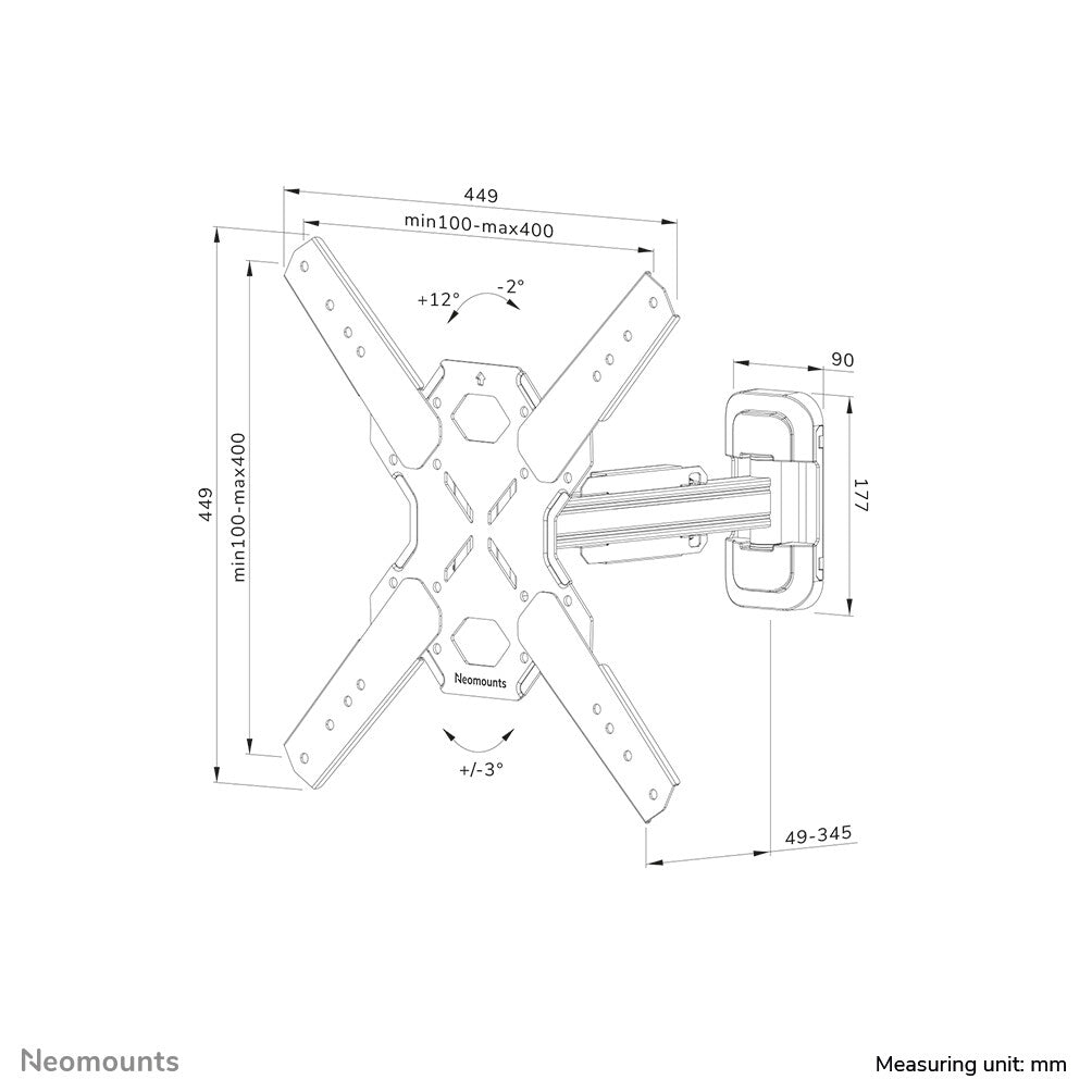 Neomounts WL40S-840BL14 TV mount wall 32-65" - full motion - fast installation