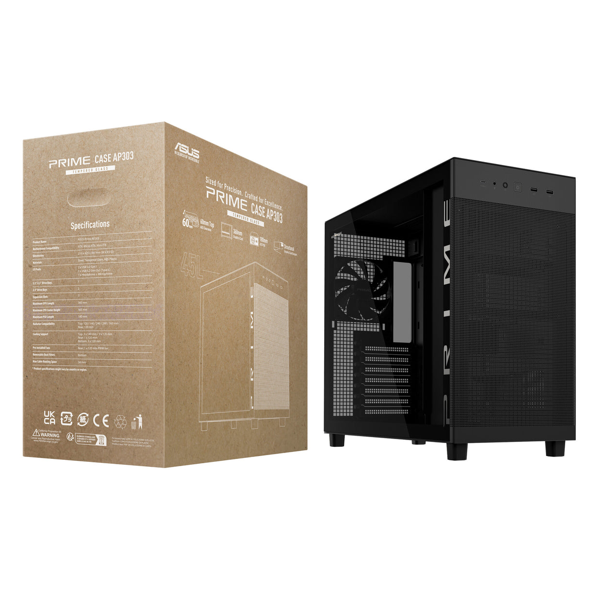 ASUS PRIME AP303 TG Black Midi Tower