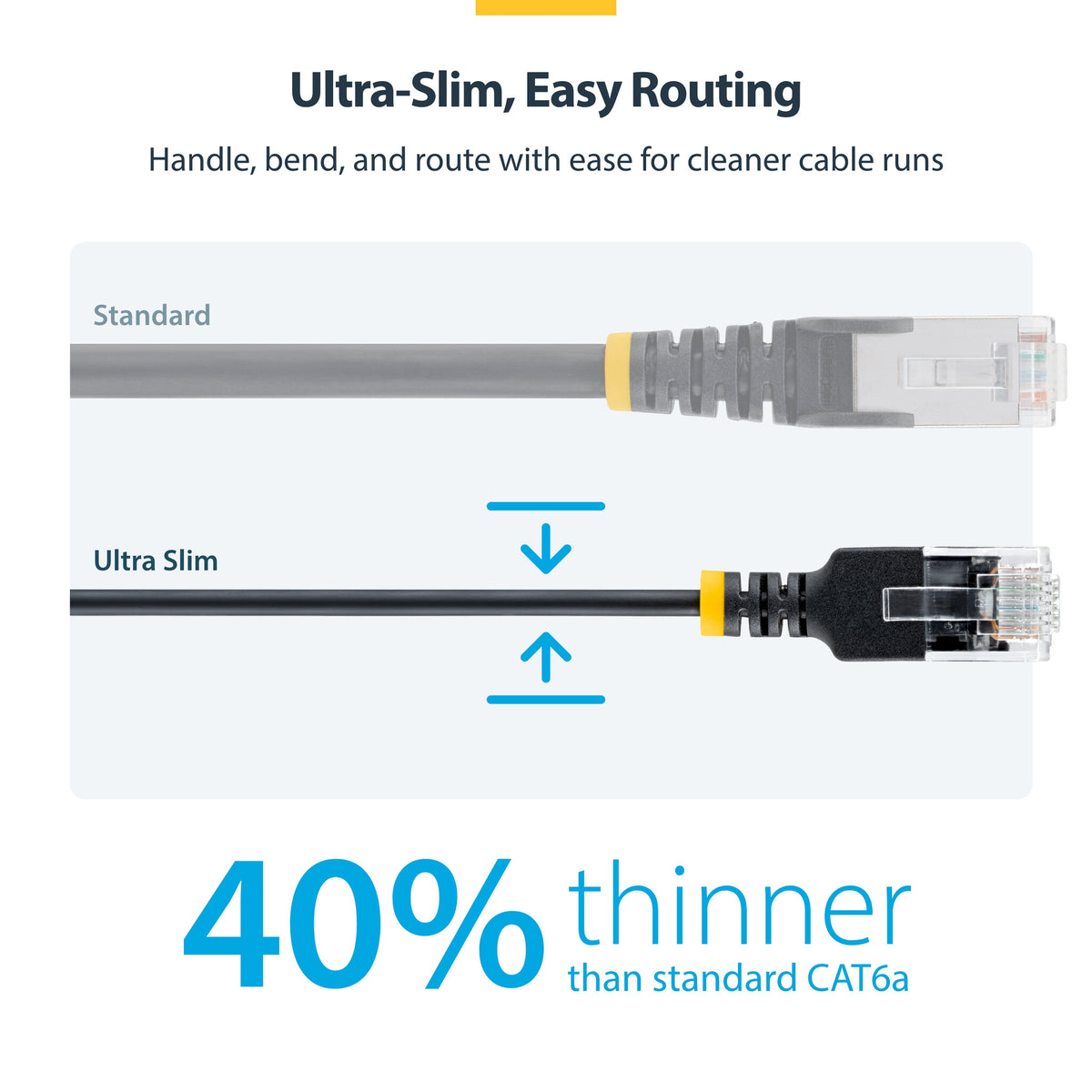 StarTech.com 30cm Black Ultra Slim Cat6A Ethernet Cable, UTP, Pure Bare Copper Wire, 34AWG Slim RJ45 Network Patch Cord, Individually Tested