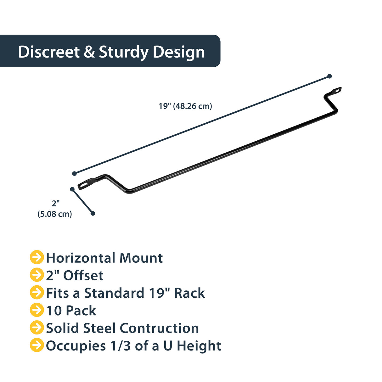 StarTech.com Horizontal Cable Lacing Bars with 2 in. Offset for Racks - 10 Pack