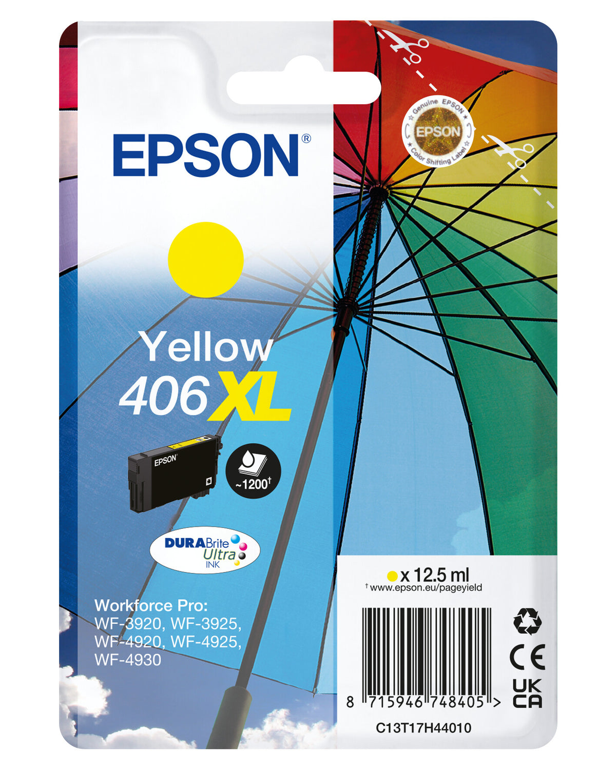Epson Singlepack Yellow 406XL Umbrella DURABrite Ultra Ink