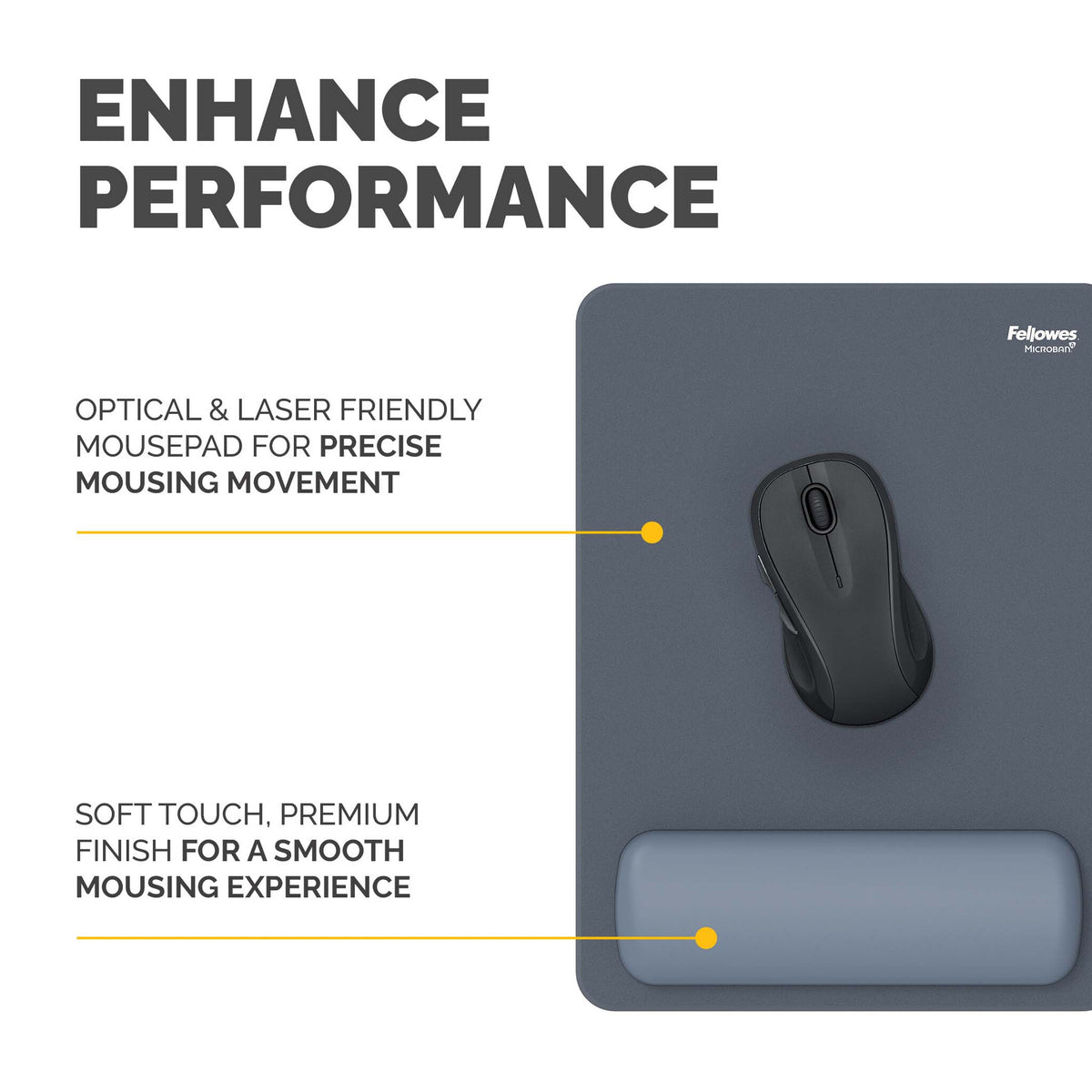 Fellowes Breyta XL Mouse Mat Wrist Rest XL Mouse Pad Wrist Support with Antibacterial Protection Ergonomic Mouse Mat Marine
