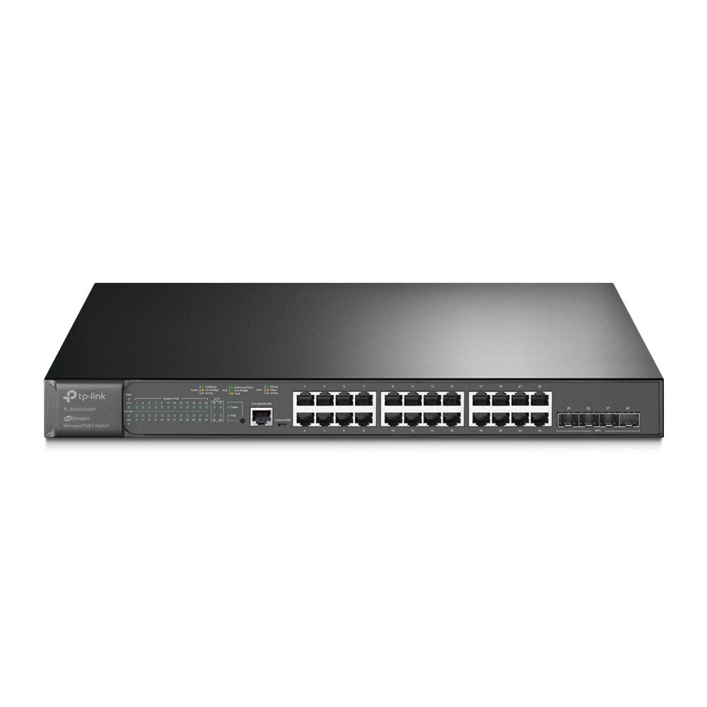 TP-Link JetStream 24-Port Gigabit and 4-Port 10GE SFP+ L2+ Managed Switch with 24-Port PoE+