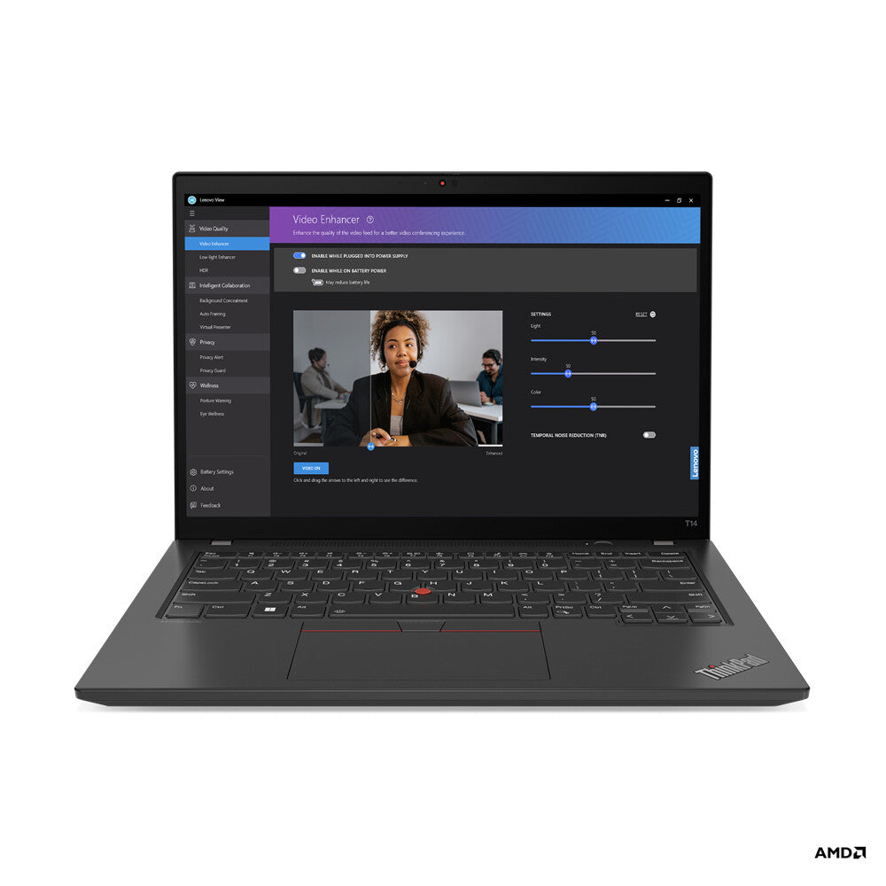 Lenovo ThinkPad T14 Gen 4 (AMD) AMD Ryzen™ 7 PRO 7840U Laptop 35.6 cm (14") WUXGA 16 GB LPDDR5x-SDRAM 512 GB SSD Wi-Fi 6E (802.11ax) Windows 11 Pro UK English Black