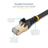 StarTech.com 2m CAT6a Ethernet Cable - 10 Gigabit Shielded Snagless RJ45 100W PoE Patch Cord - 10GbE STP Network Cable w/Strain Relief - Black Fluke Tested/Wiring is UL Certified/TIA