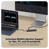 HYPER HD4003GL interface hub USB 3.2 Gen 1 (3.1 Gen 1) Type-C 10000 Mbit/s Blue, Grey